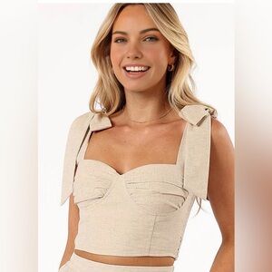 Commense Cream Tie-Shoulder Sweetheart Crop Top